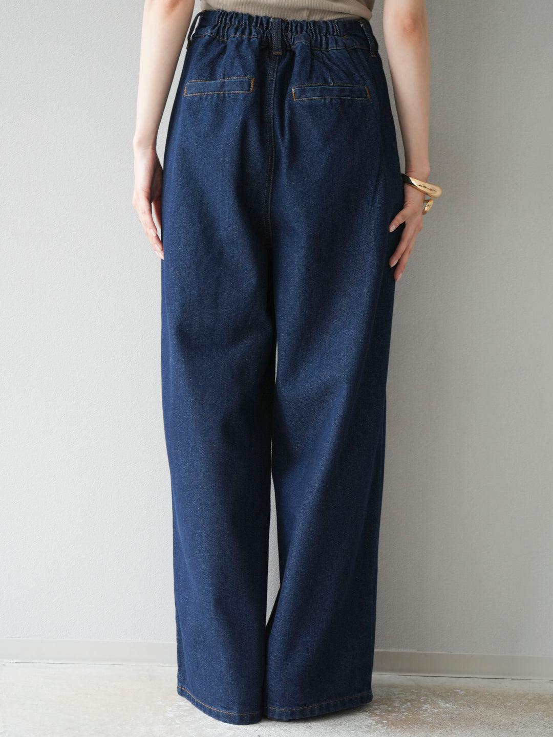 [予約]ダブルタックワイドデニムパンツ/インディゴ
