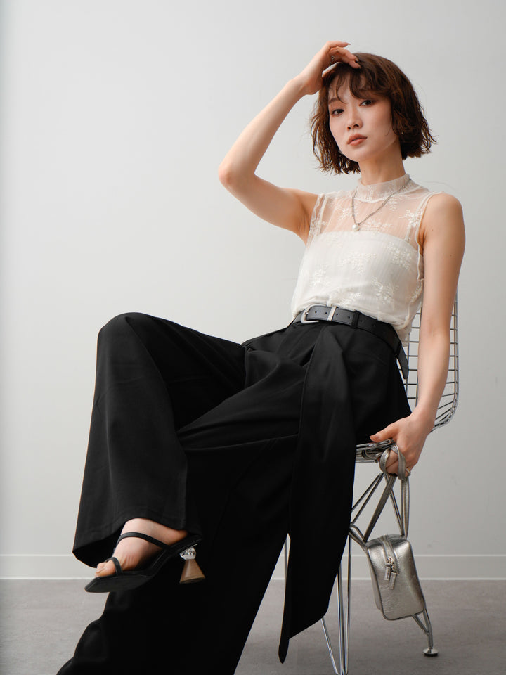 [SET]シースルーストレッチレースノースリトップス+選べるアクセセット(2set)