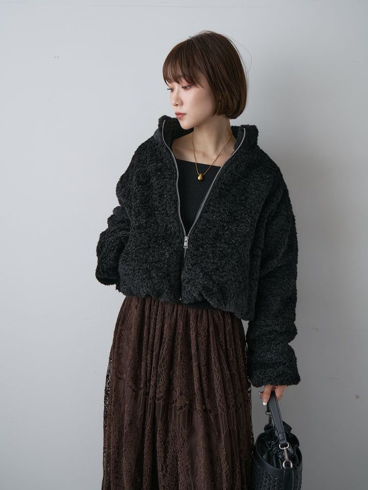[SET] Bouclé Boa Zip Blouson + Bouclé Boa Zip Blouson (2 件套)