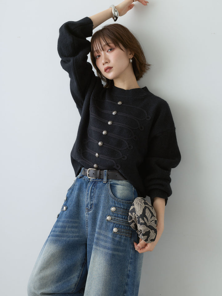 [SET]ナポレオンニットプルオーバー+ナポレオンカーブデニム(2set)