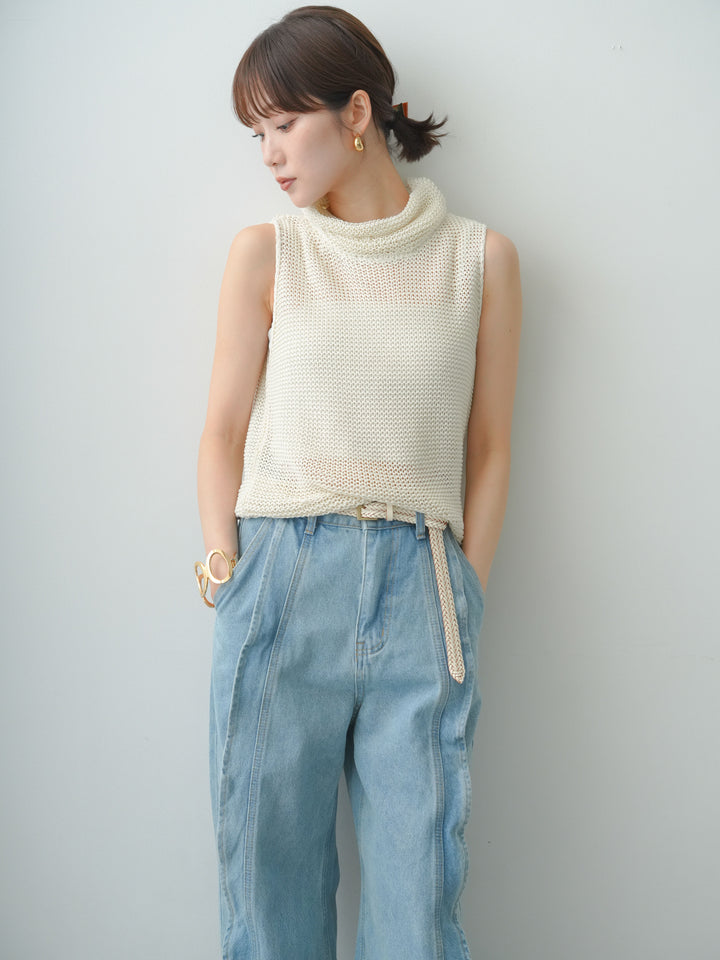 [SET]ドライタッチオフタートルメッシュニットトップス+ドライタッチオフタートルメッシュニットトップス(2set)