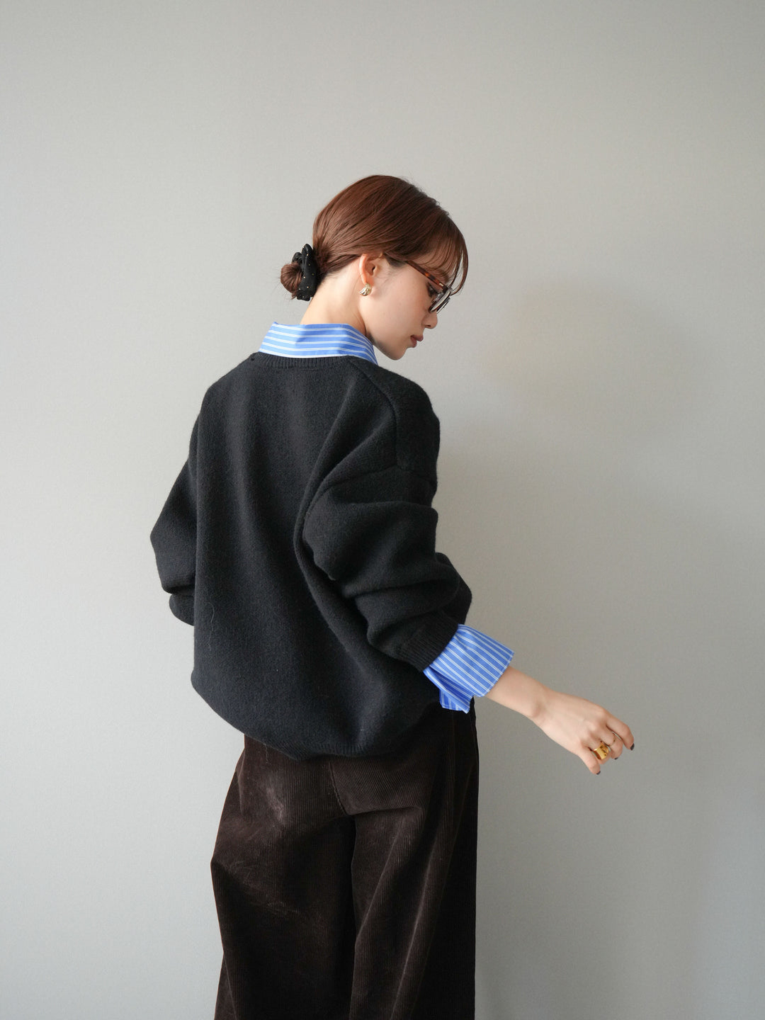 [予約]2WAY襟ニットプルオーバー/black