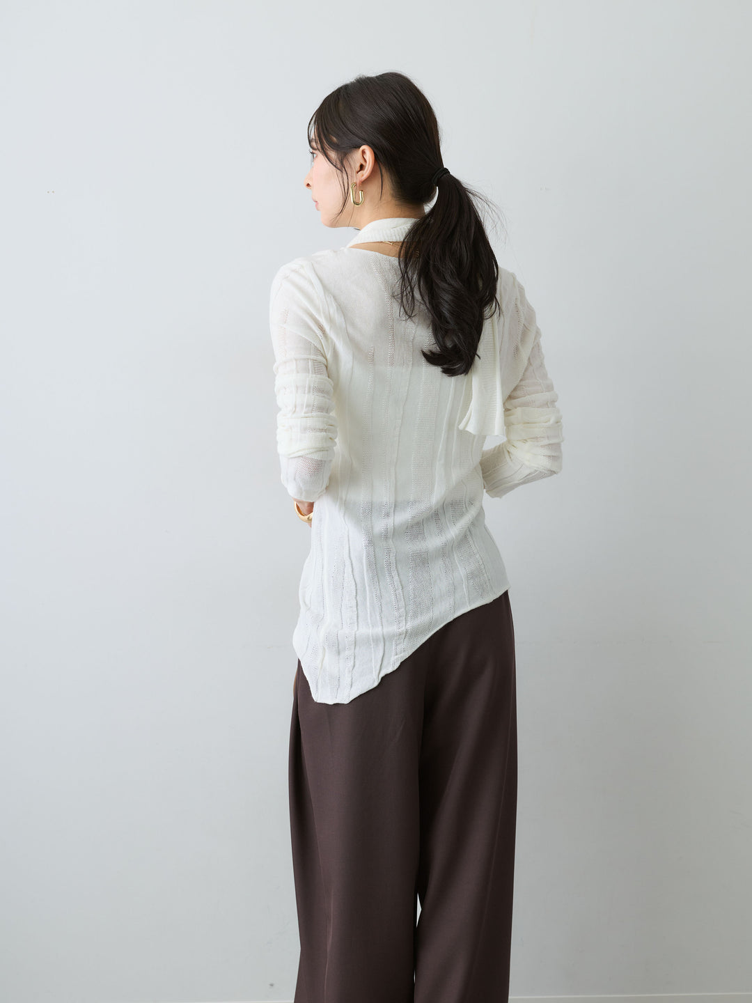 [SET]フロントボタンサイドタイカーディガン+ベルトループデザインワイドパンツ(2set)