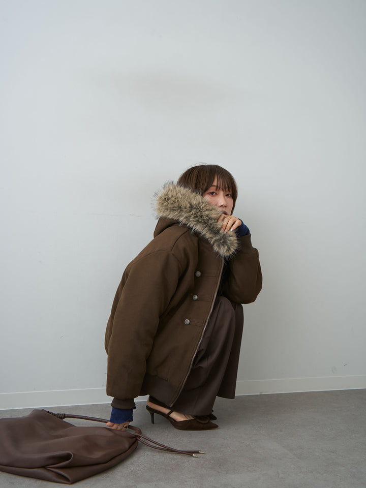 [SET]ナポレオンスウェットパフブルゾン+ツイルタックワイドパンツ(2set)