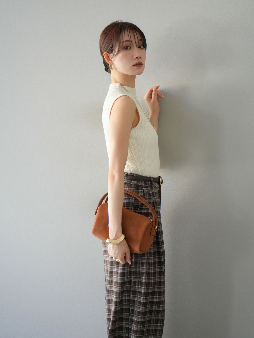 [予約]スリーブレスランダムリブニットトップス/アイボリー