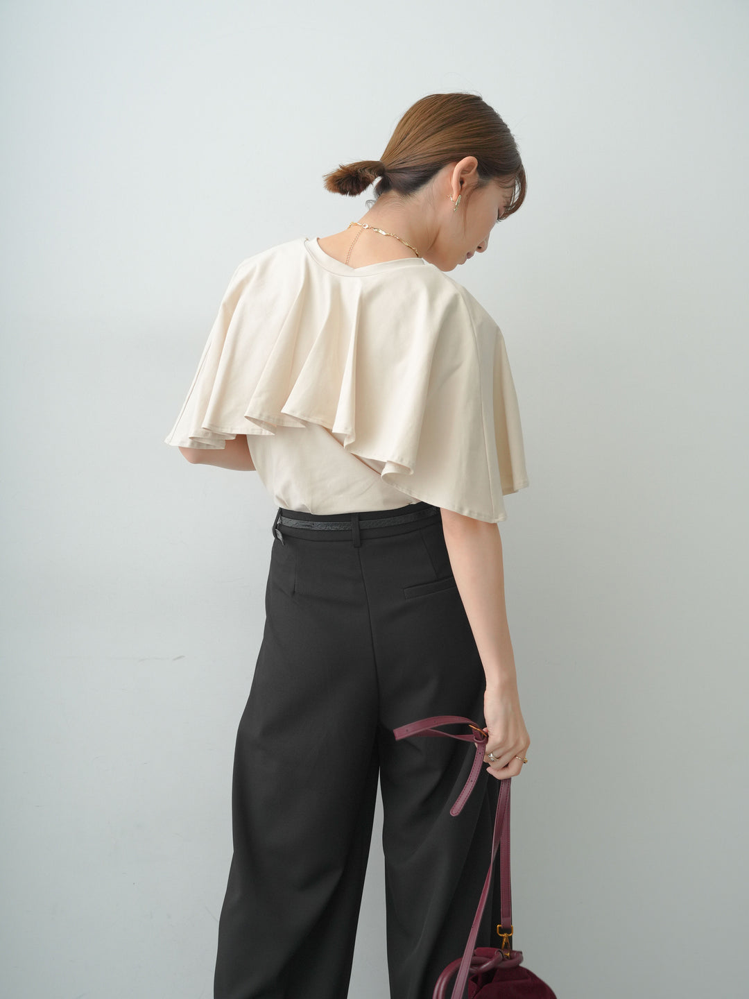 [SET]前後2wayケープTEE+選べるアクセセット(2set)