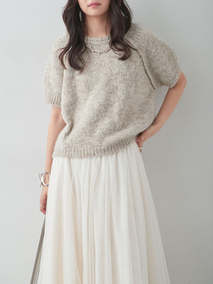 [SET]メランジショートニットトップス+選べるアクセセット(2set)