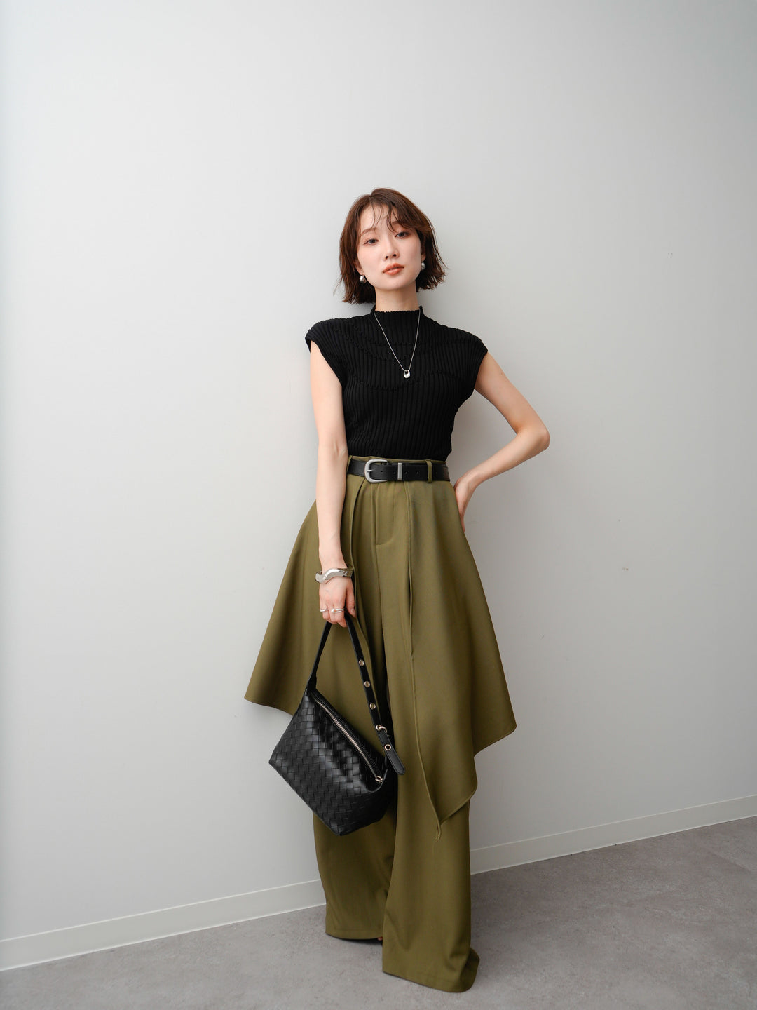 【套裝】Mode Line 羅紋法式針織上衣 + Mode Line 羅紋法式針織上衣（兩件套）