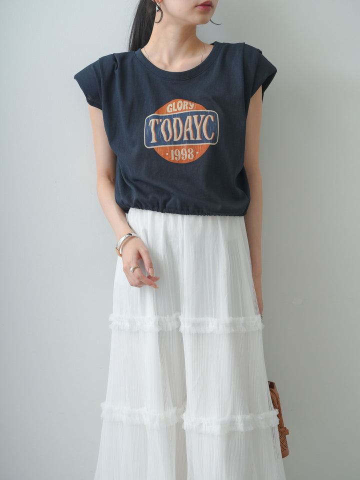 [SET]ヴィンテージロゴドロストTEE+ホイップチュールティアードフレアスカート(2set)
