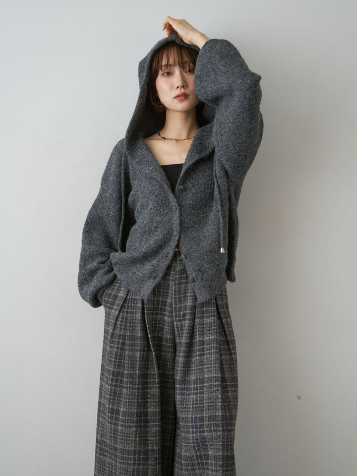 [SET]アルパカタッチソフトリブフードニットトップス+選べるアクセセット(2set)