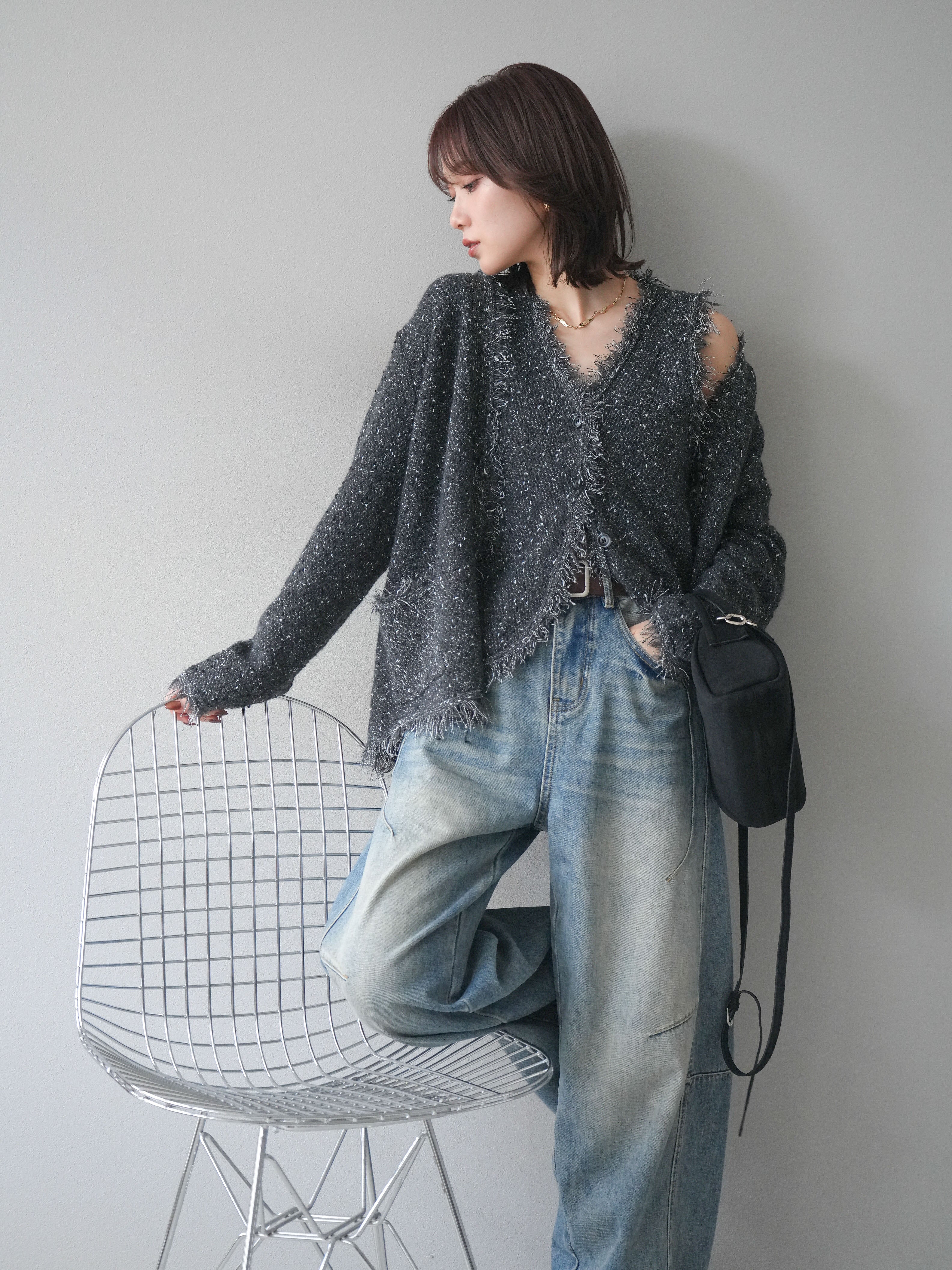 【美品✨】ルネ　カーディガン　アウター　羽織り　ツイード　36 ぺプラム 6532430_484_1.jpg