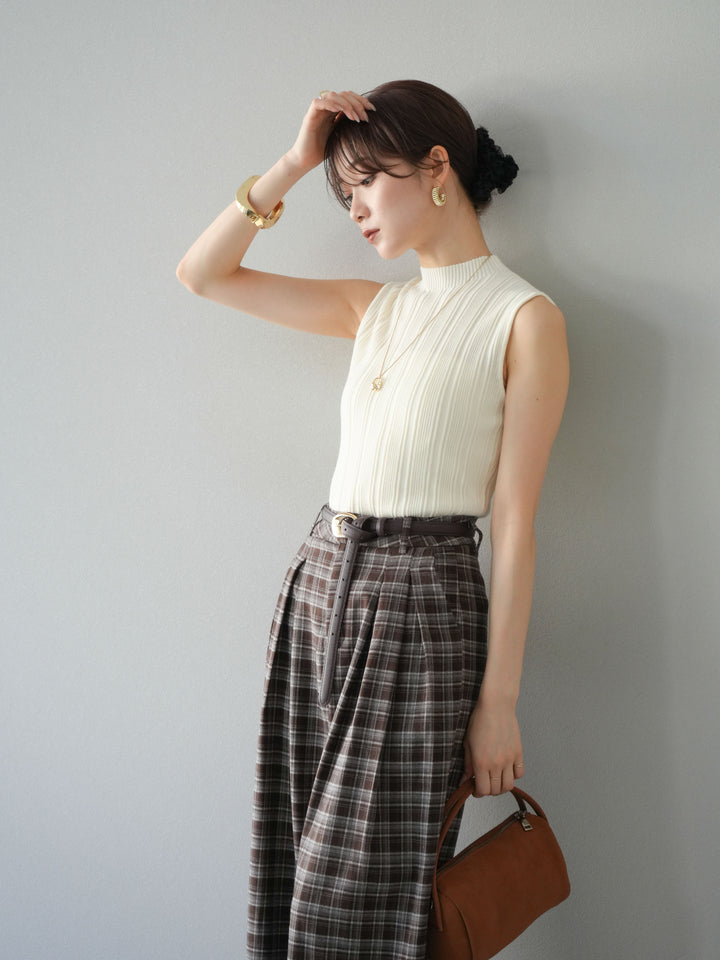 [予約]スリーブレスランダムリブニットトップス/アイボリー