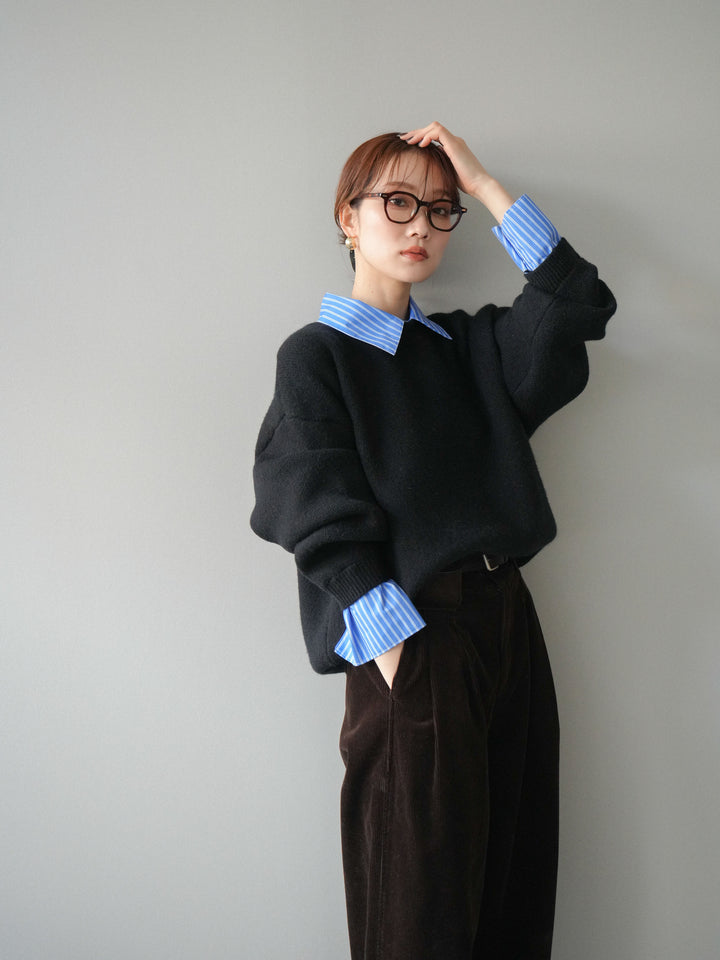 [予約]2WAY襟ニットプルオーバー/black