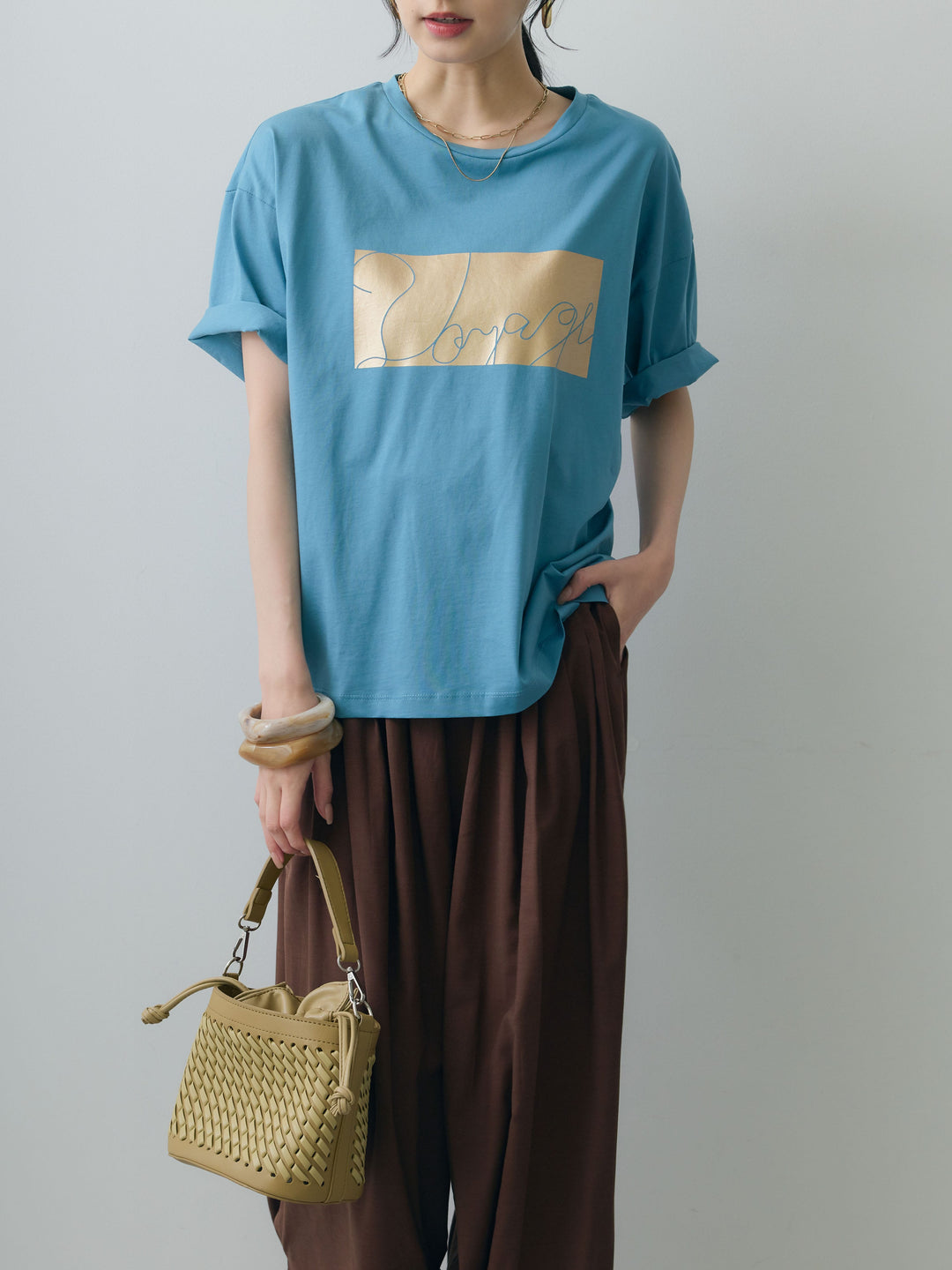 [予約]箔プリントボックスTEE/blue
