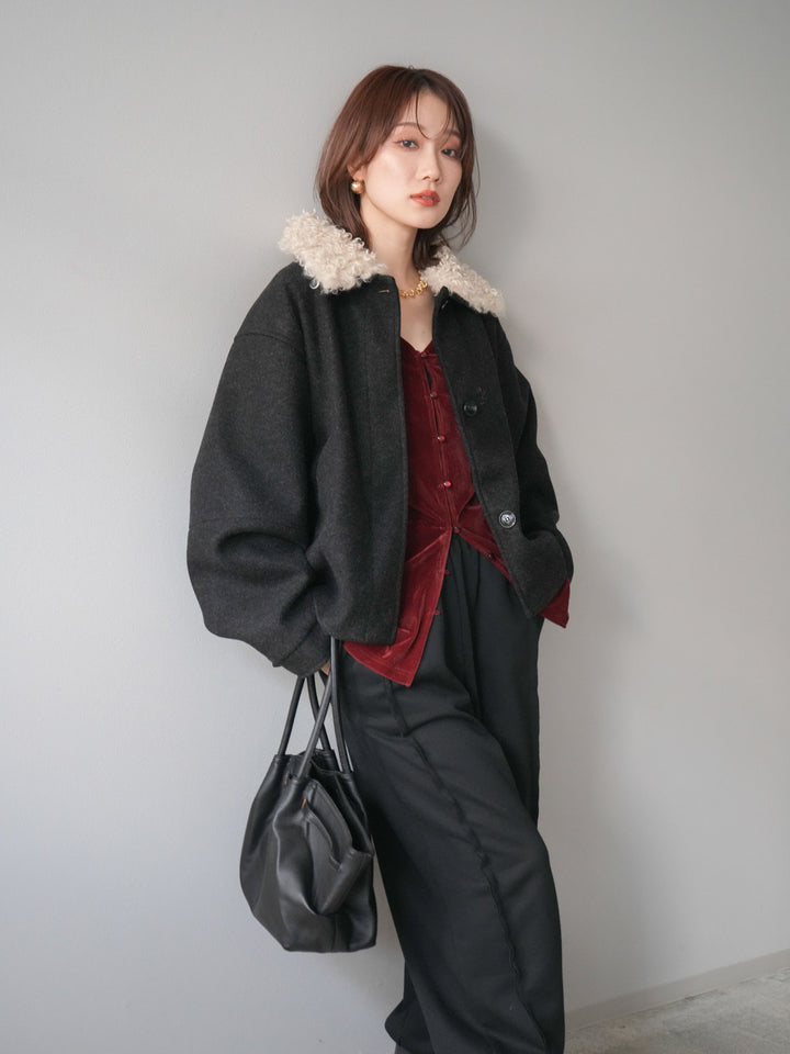 [予約]ロービングボアえりブルゾン/black