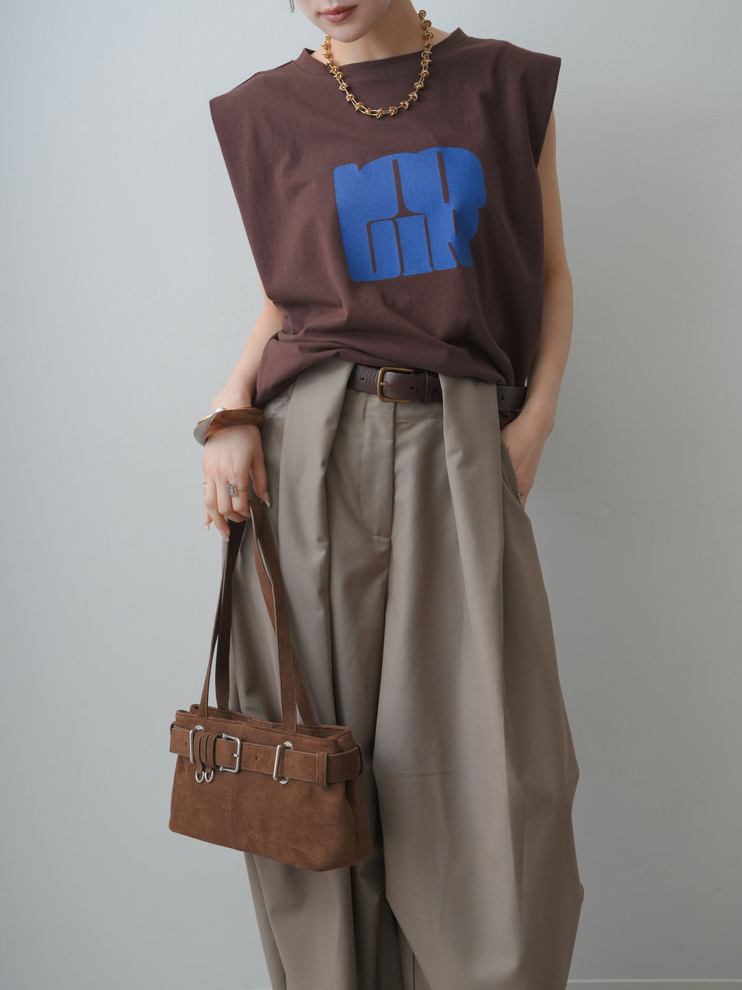 [SET]ヴィンテージロゴドロストTEE+ショルダータックノースリーブオーバーTEE(2set)