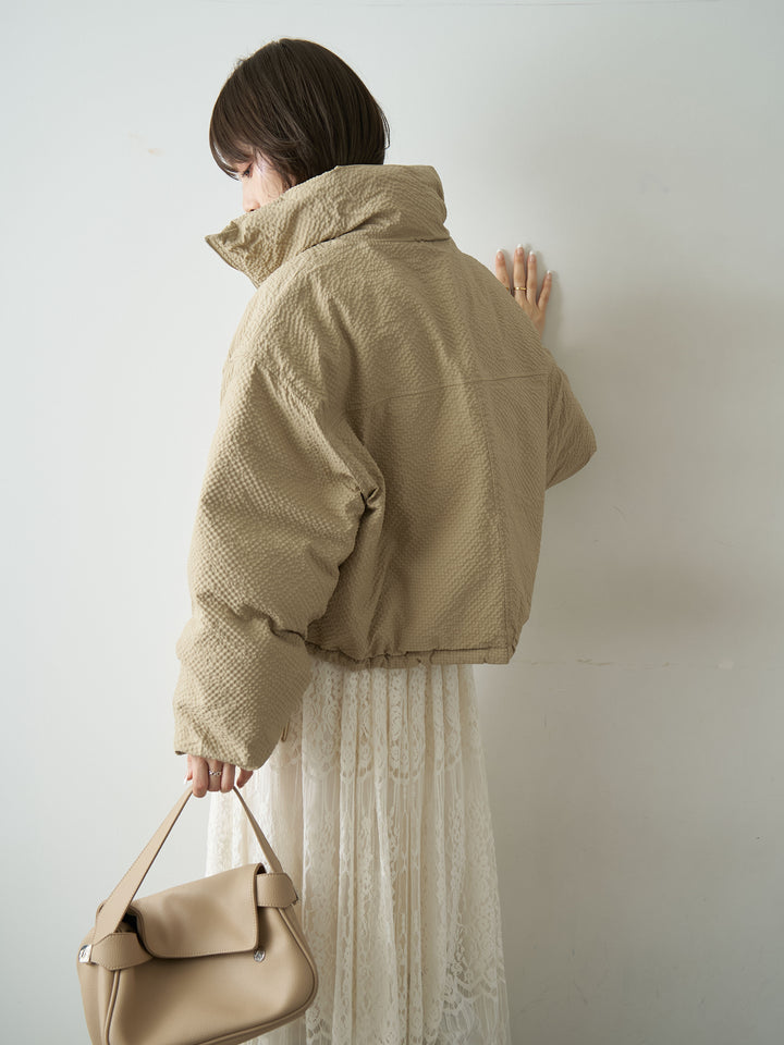 [予約]スタンドカラーショートパフジャケット/beige