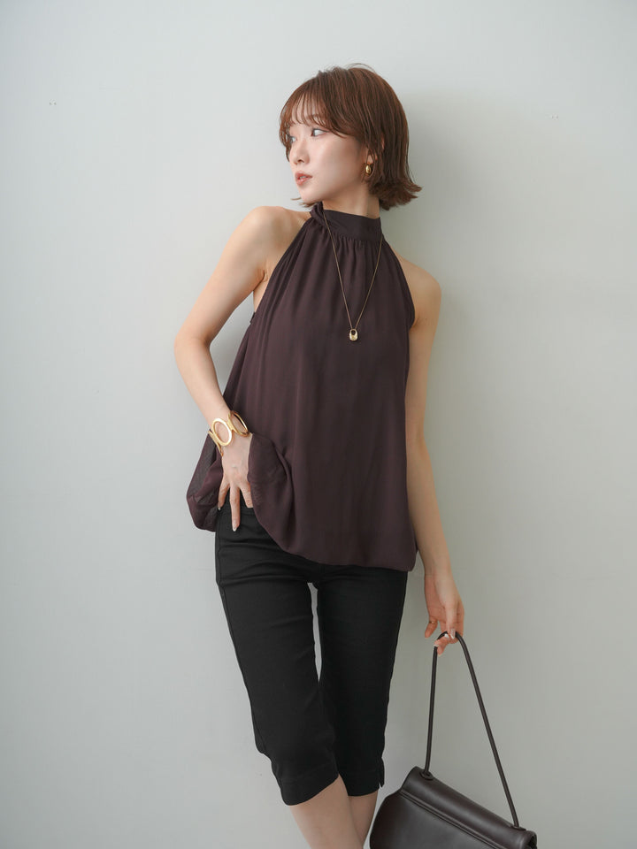 [予約]シフォンアメスリバルーンブラウス/brown