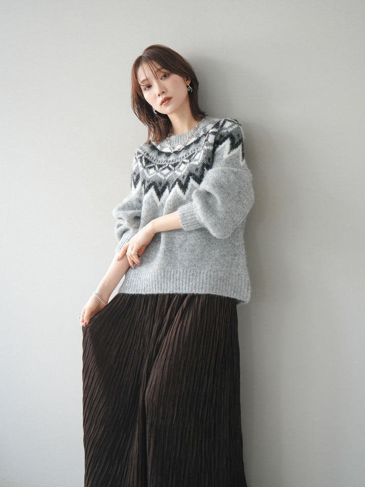 [予約]求心柄オーバーニットプルオーバー/gray