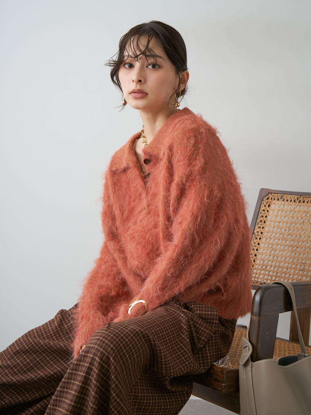 [予約]ヘンリーシャギーニットトップス/terracotta