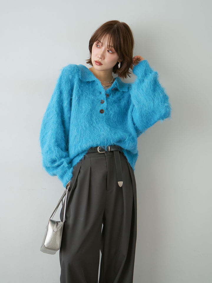 [SET]ヘンリーシャギーニットトップス+選べるアクセセット(2set)