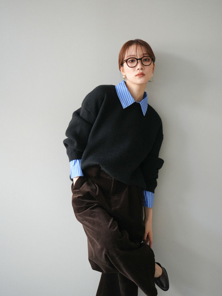 [予約]2WAY襟ニットプルオーバー/black