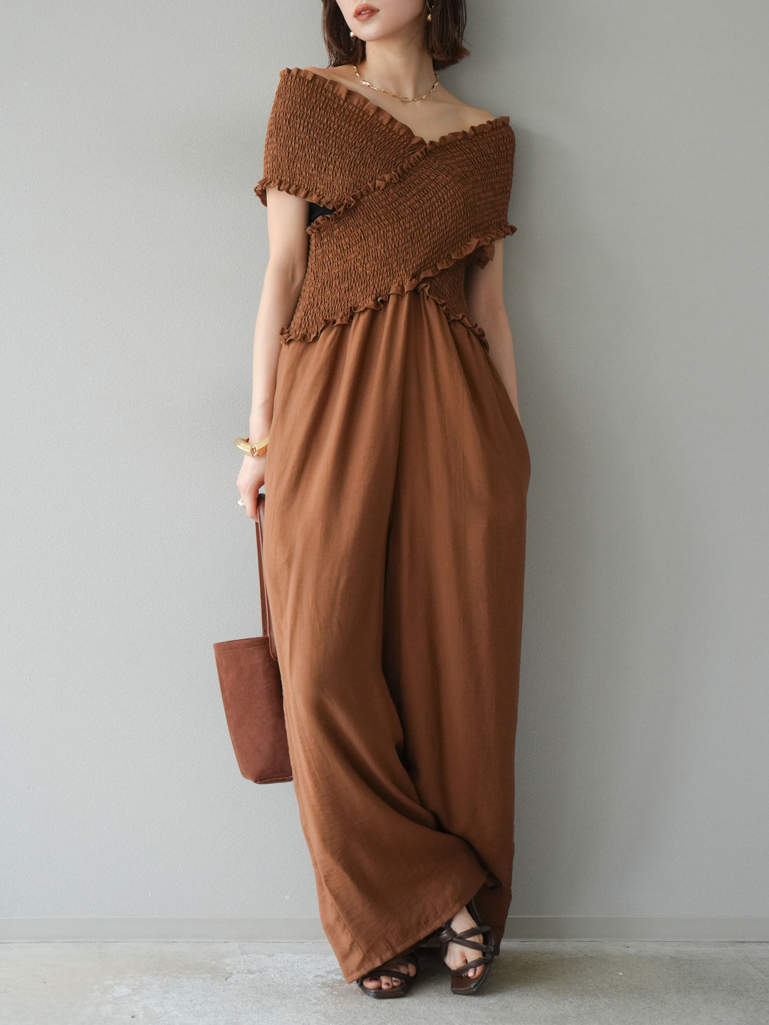 [SET]シャーリングクロスサロペット+シャーリングクロスサロペット(2set)