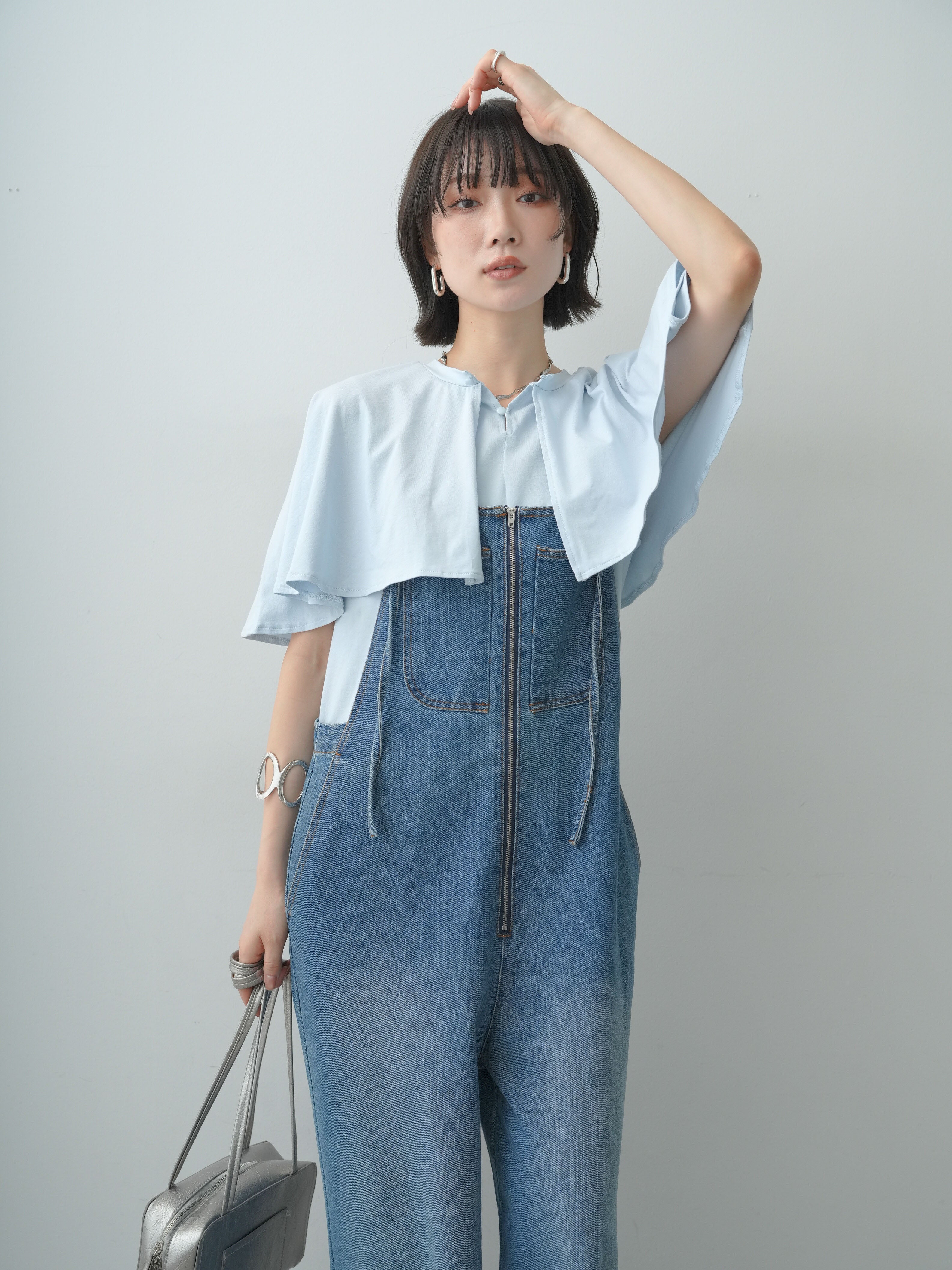 SET]前後2wayケープTEE+フロントジップデニムサロペット(2set) – Lumier