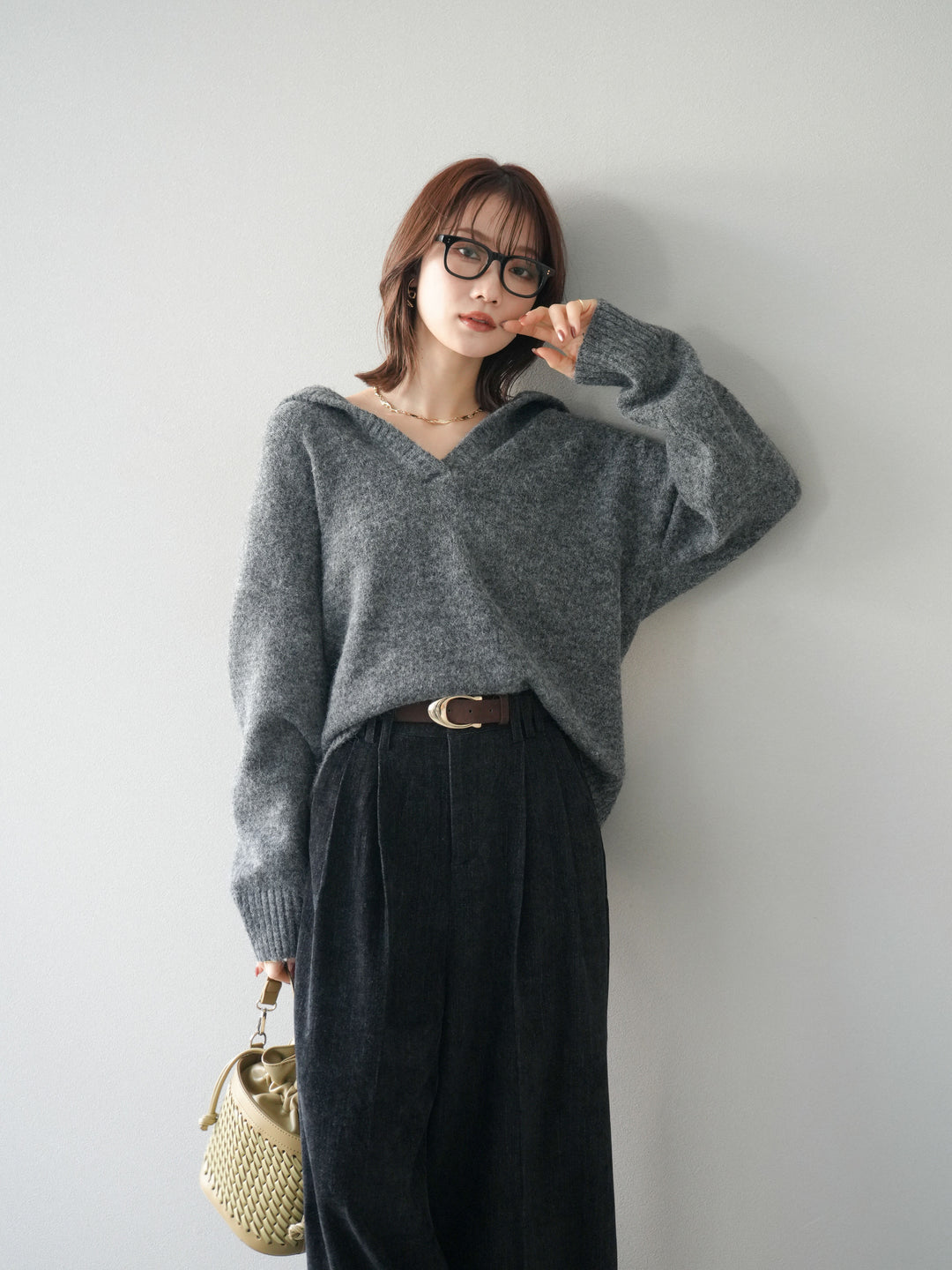 [SET]スキッパーニットプルオーバー+選べるアクセセット(2set)