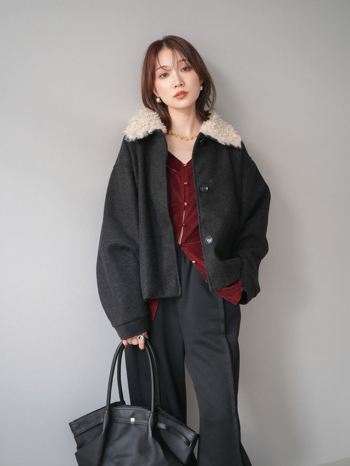 [予約]ロービングボアえりブルゾン/black