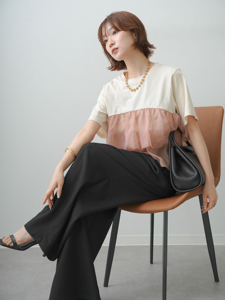 [SET]オーガンジーフリルドッキングTEE+選べるアクセセット(2set)