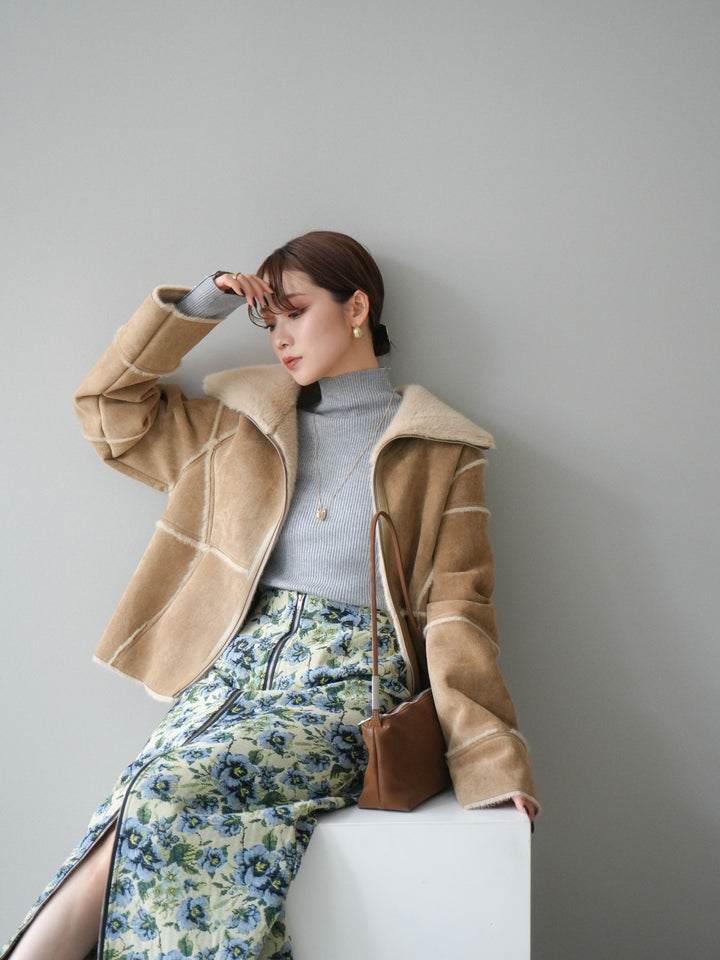 [予約]スタンドカラームートンZIPジャケット/beige