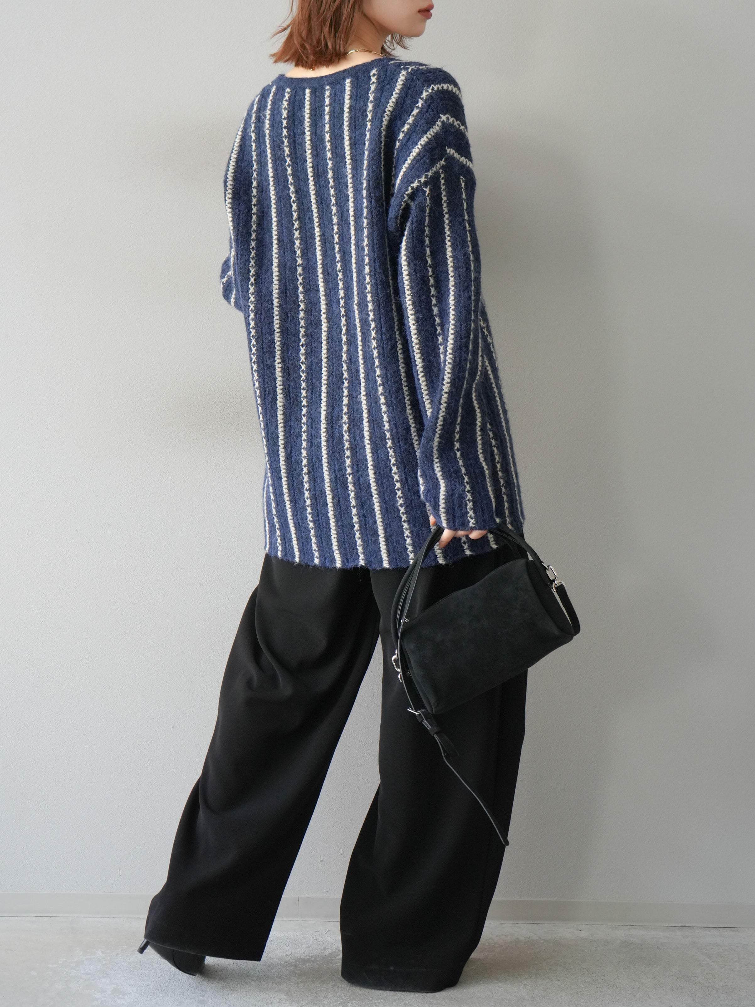 予約]ベルト付タックワイドパンツ/ブラック – Lumier