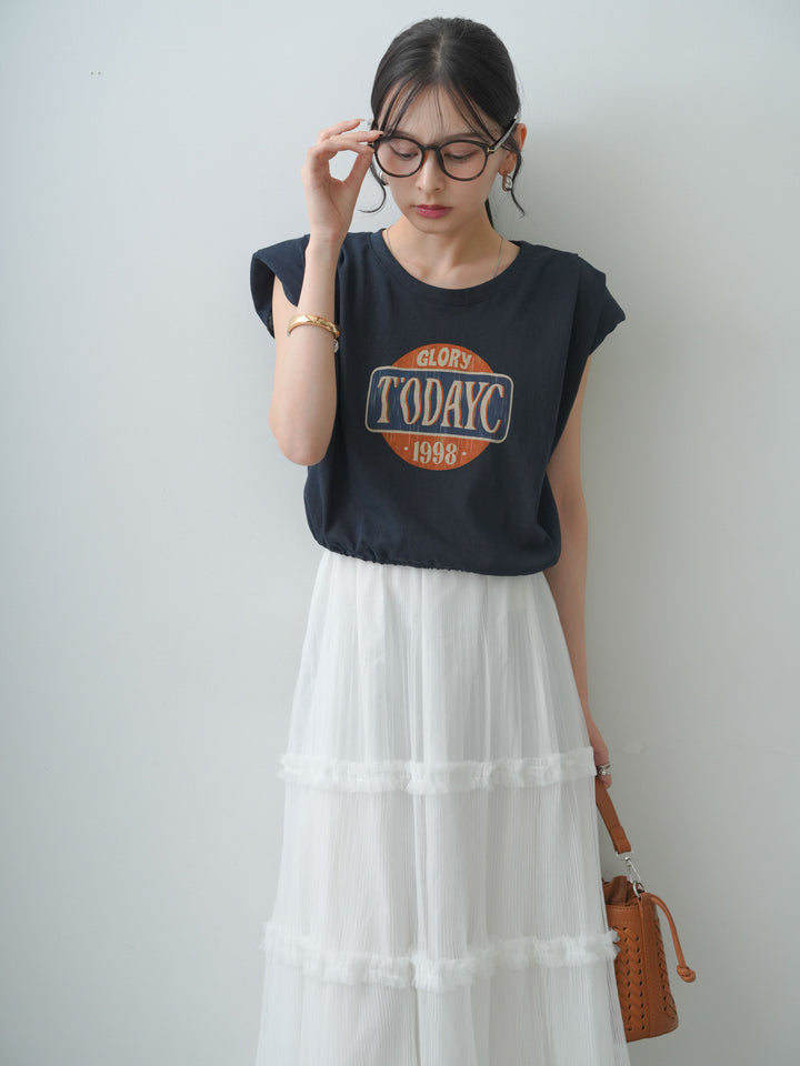 [SET]ヴィンテージロゴドロストTEE+ホイップチュールティアードフレアスカート(2set)