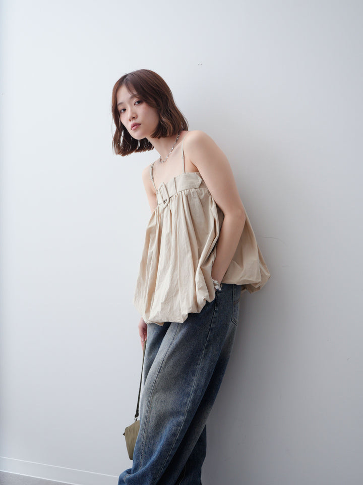 [予約]バックル付バルーンキャミトップス/beige
