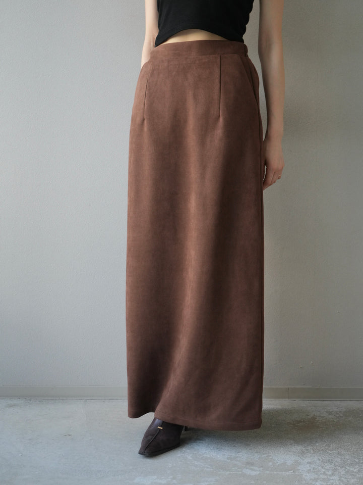 [予約]スエードタイトスカート/ブラウン