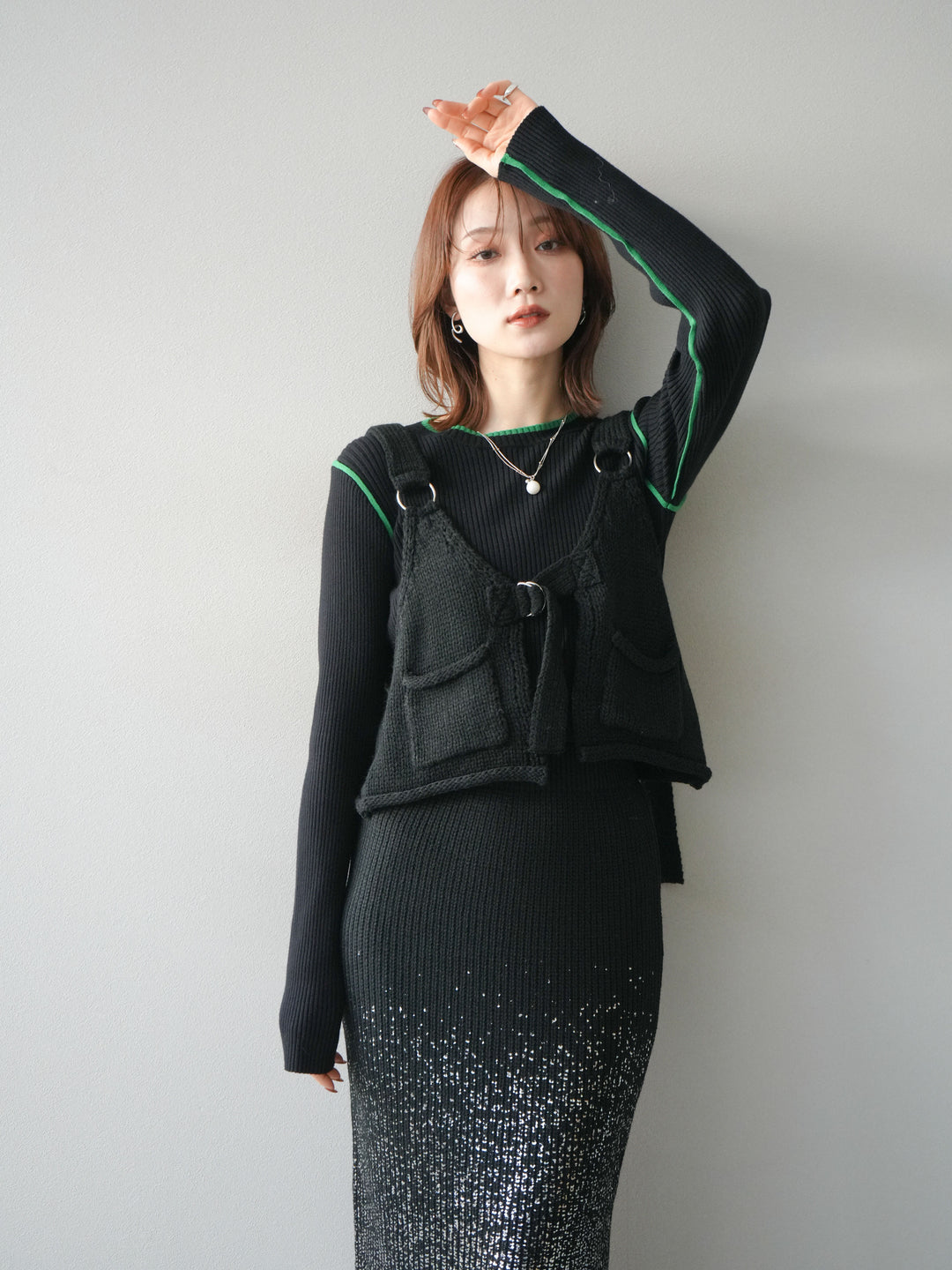 [予約]ニットビスチェ/black