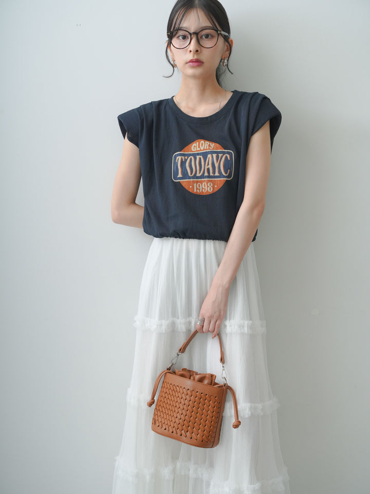 [SET]ヴィンテージロゴドロストTEE+ホイップチュールティアードフレアスカート(2set)