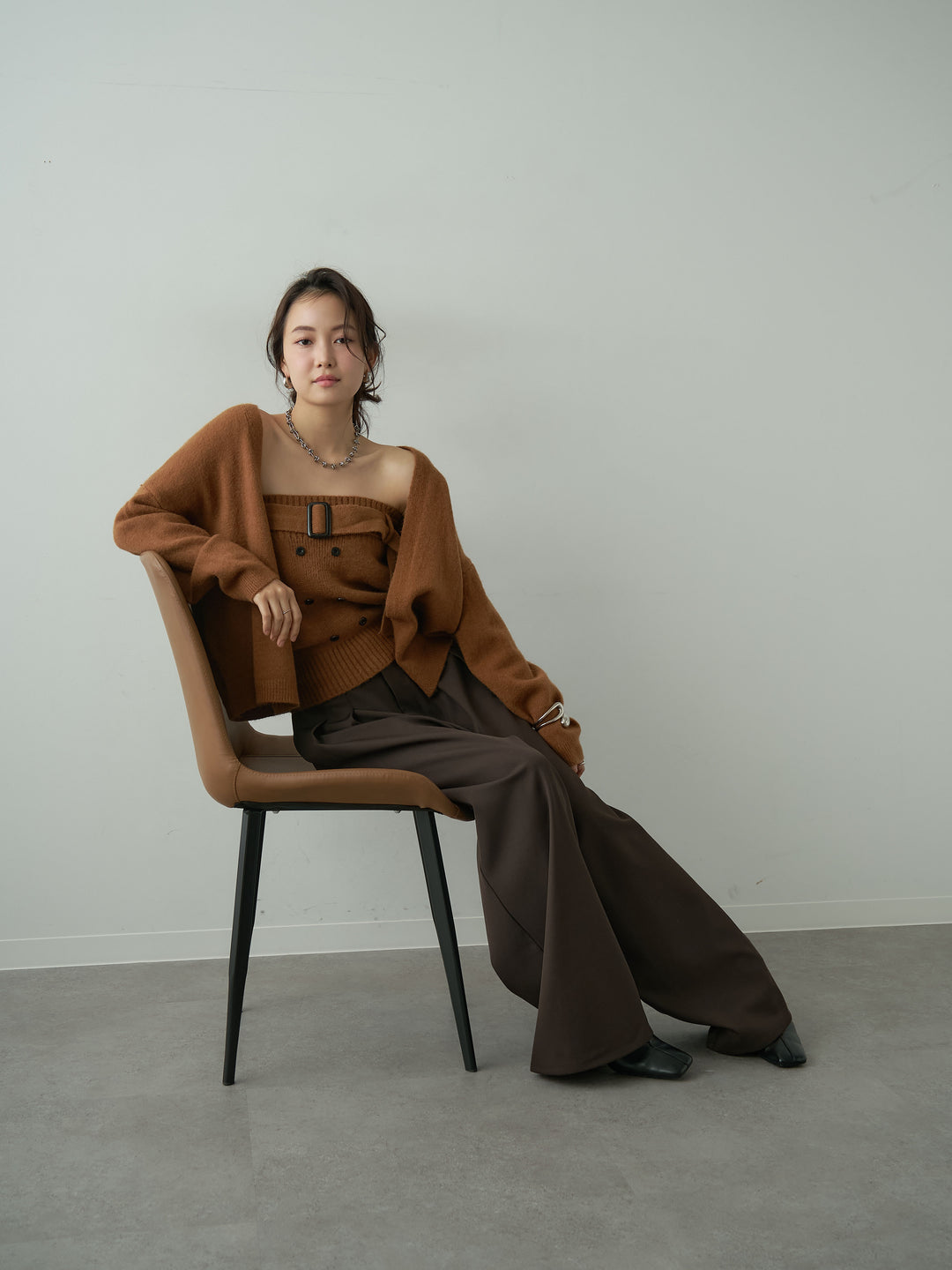 [SET]ニットカーデ＆ニットベアトップSET UP(2SET)+選べるアクセセット(2set)