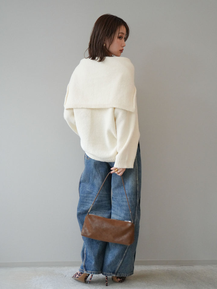 [予約]サイド切替カーブデニムパンツ/blue