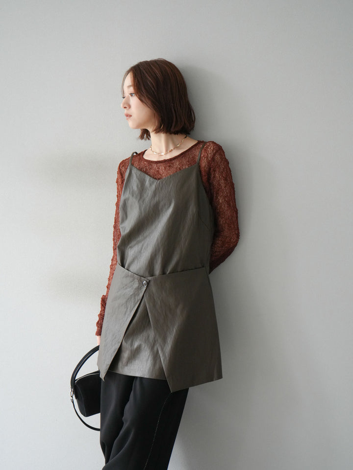 [予約]レイヤードレザーキャミソールチュニック/ブラウン
