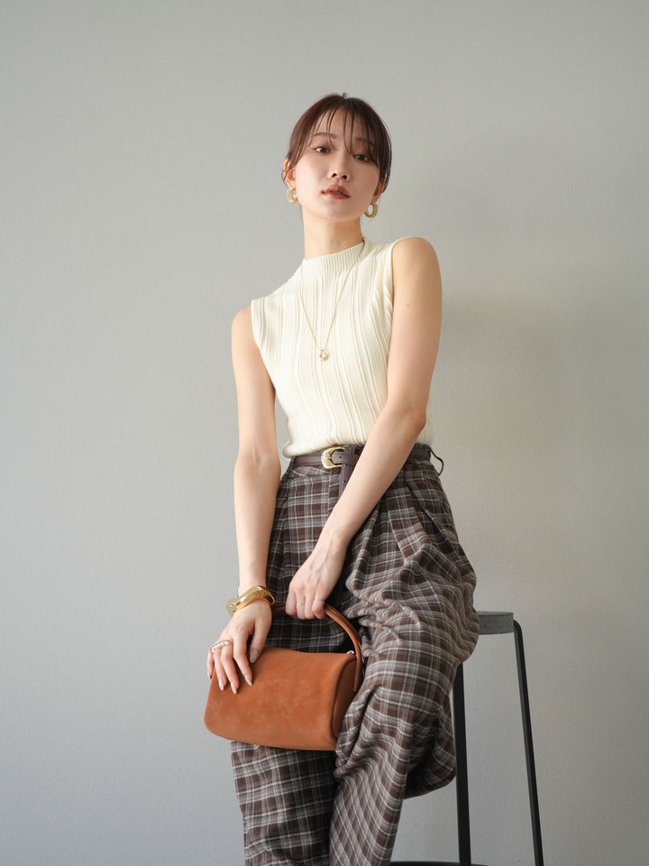 [予約]スリーブレスランダムリブニットトップス/アイボリー