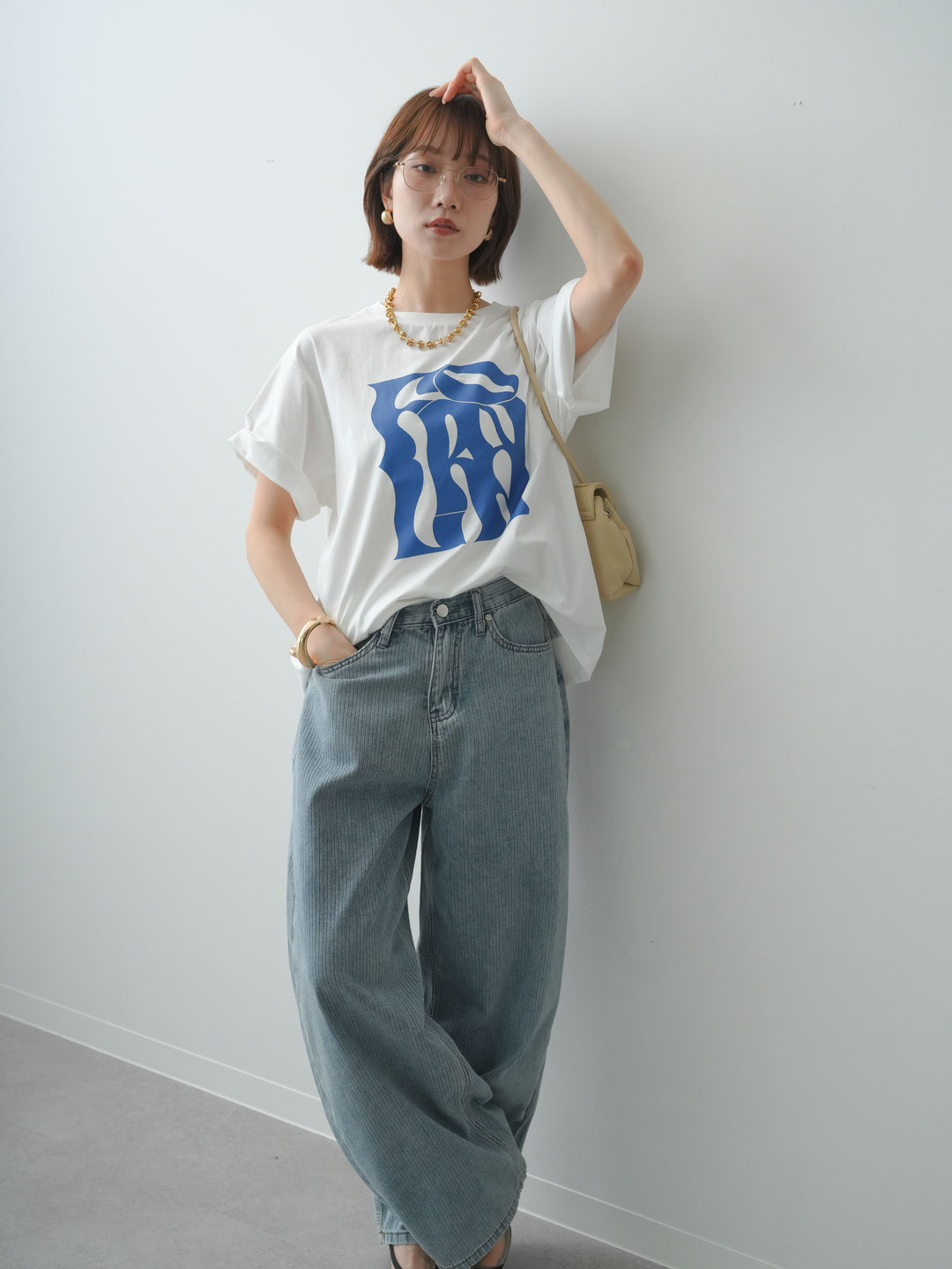 [予約]クールタッチアートロゴオーバーTEE//blue