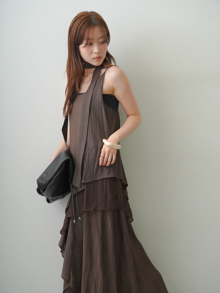 [予約]ラッフルヘムレイヤードキャミワンピース/brown