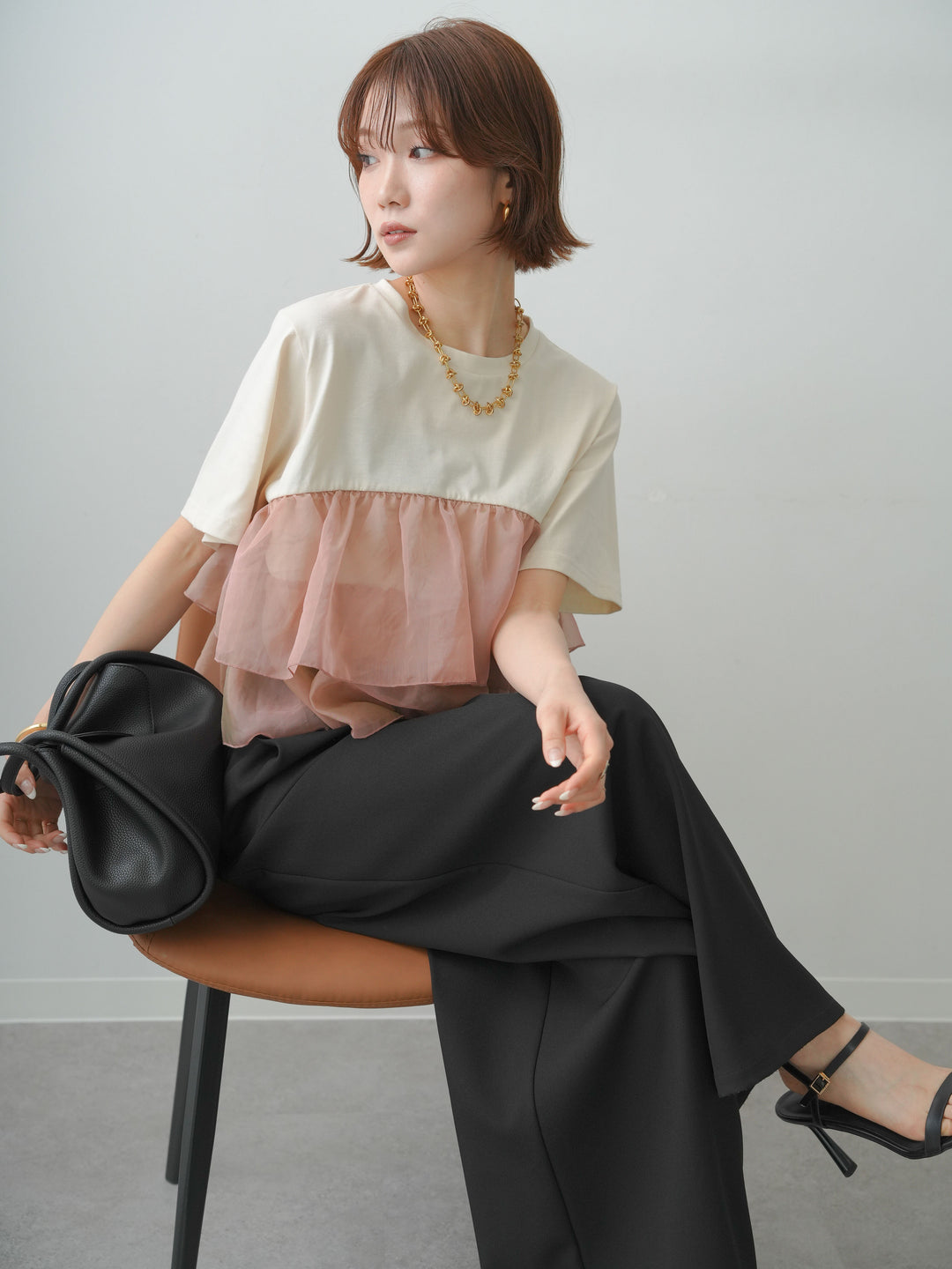 [SET]オーガンジーフリルドッキングTEE+選べるアクセセット(2set)