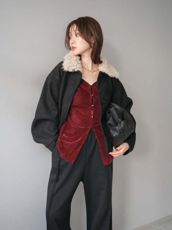 [予約]ロービングボアえりブルゾン/black