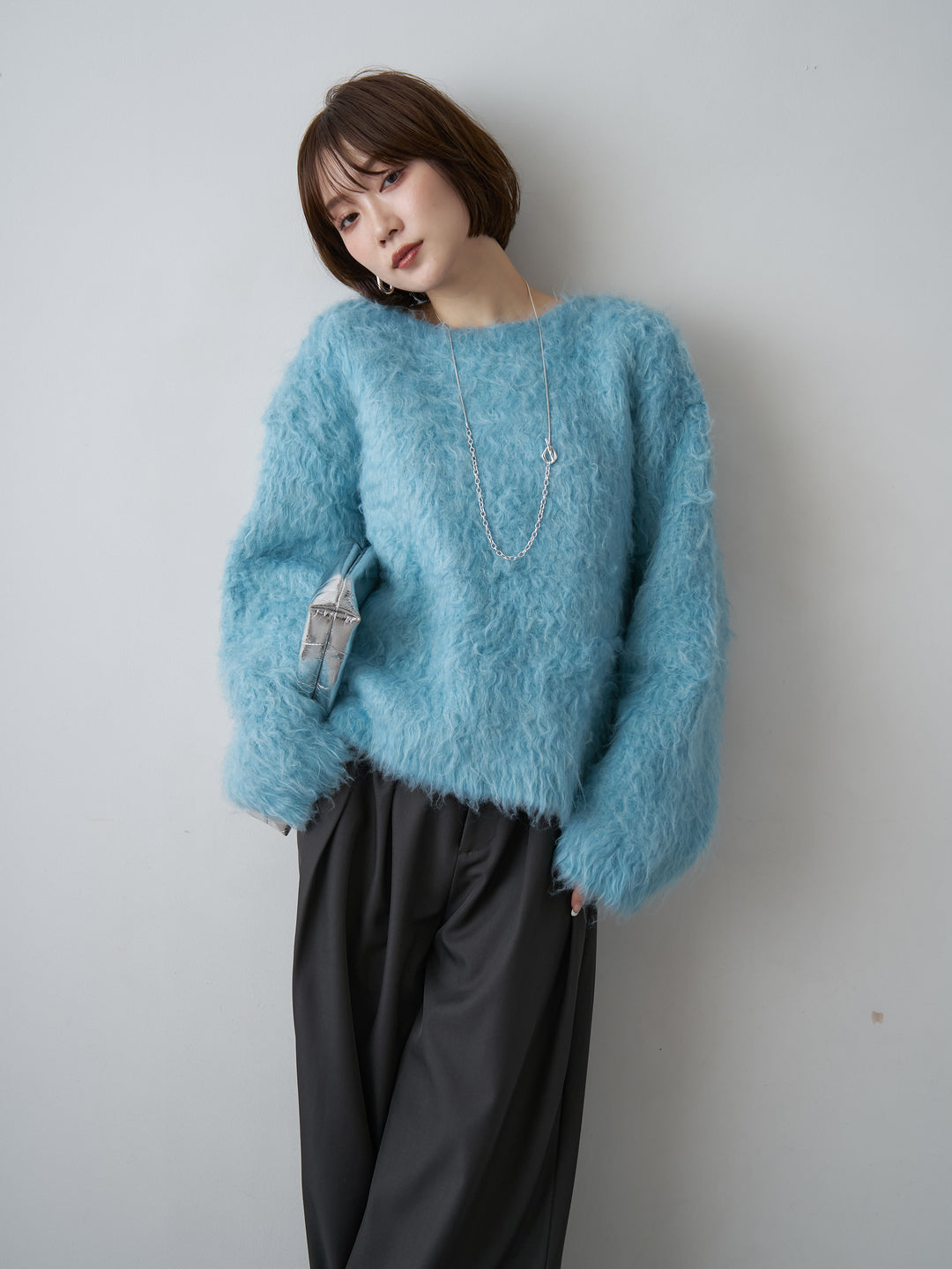 [予約]フェザーシャギーボックスプルオーバー/blue