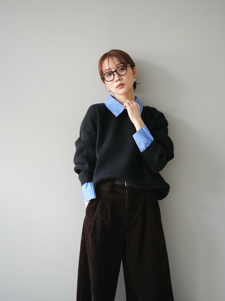 [予約]2WAY襟ニットプルオーバー/black