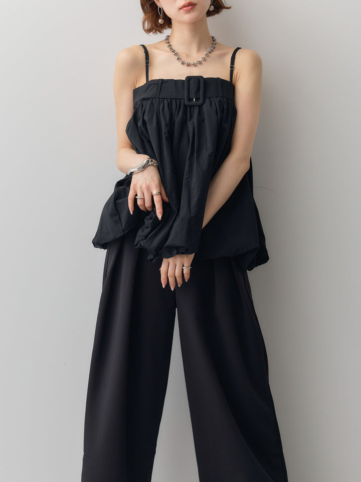 [予約]バックル付バルーンキャミトップス/black