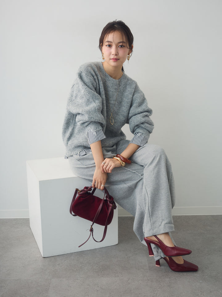 [予約]シャツレイヤードデザインモヘアプルオーバー/lightgray